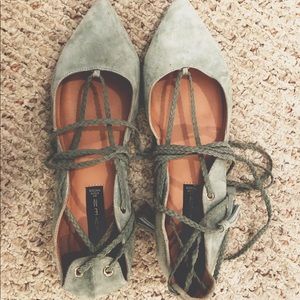 Suede Lace Up Flats